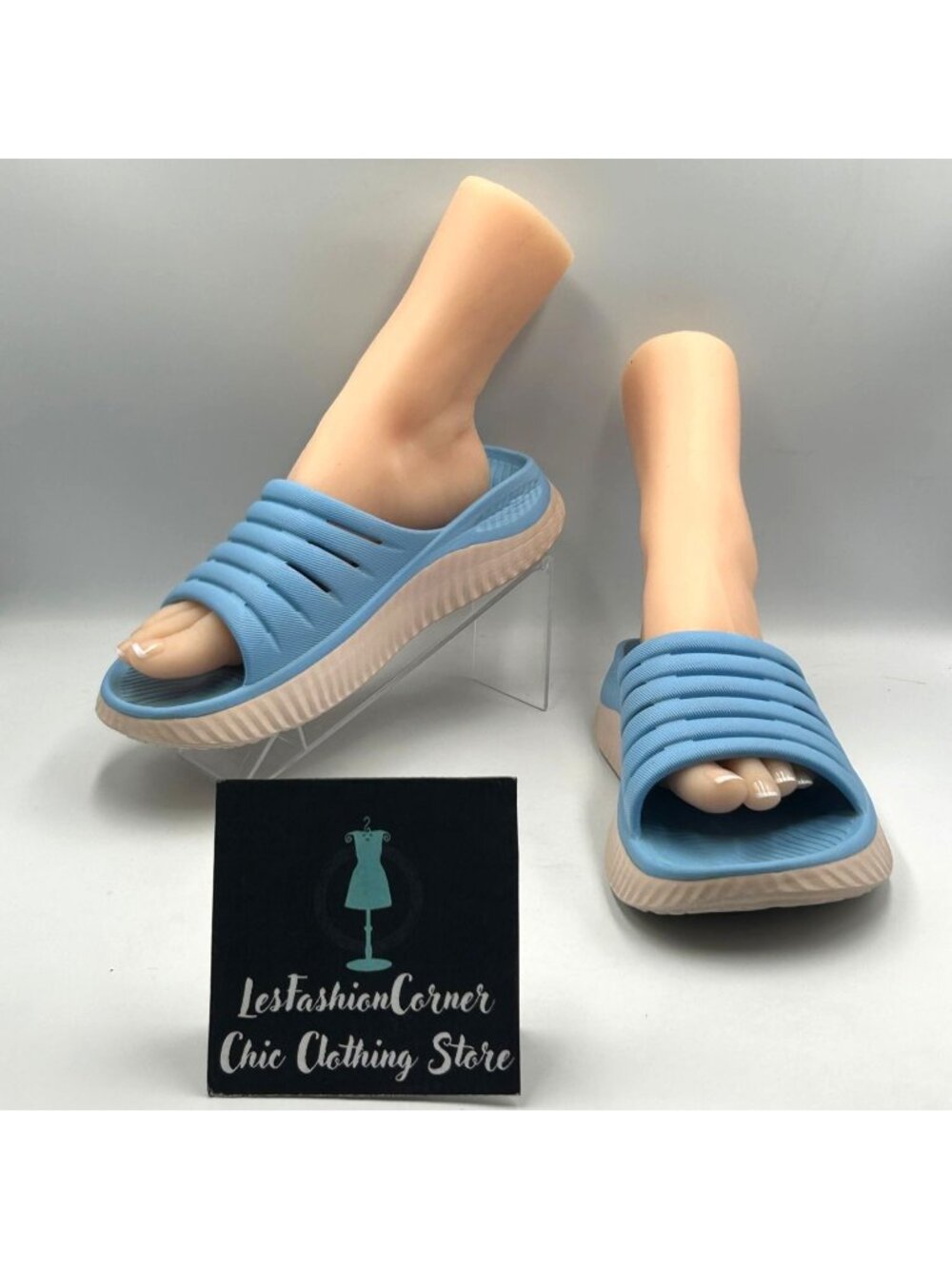 GPOS Women's Light Blue Foam Slip-On Orthotic Recovery Slides Sandals Sz 10 3691